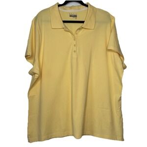 Basic Edition Butter Yellow Womens 3X Polo Shirt Classy Preppy Golf Pickleball